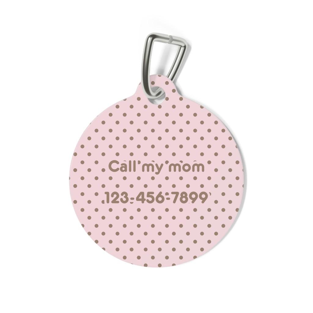Pink Polka Dot Pet ID Tag