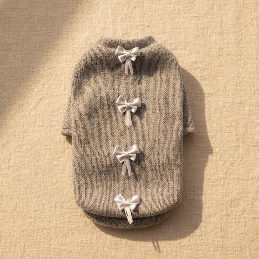 Dainty Bow Pewter Dog Sweater