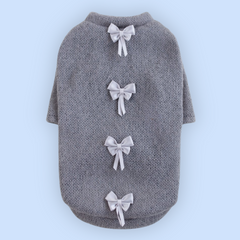 Dainty Bow Pewter Dog Sweater