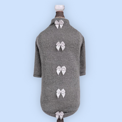 Dainty Bow Pewter Dog Sweater
