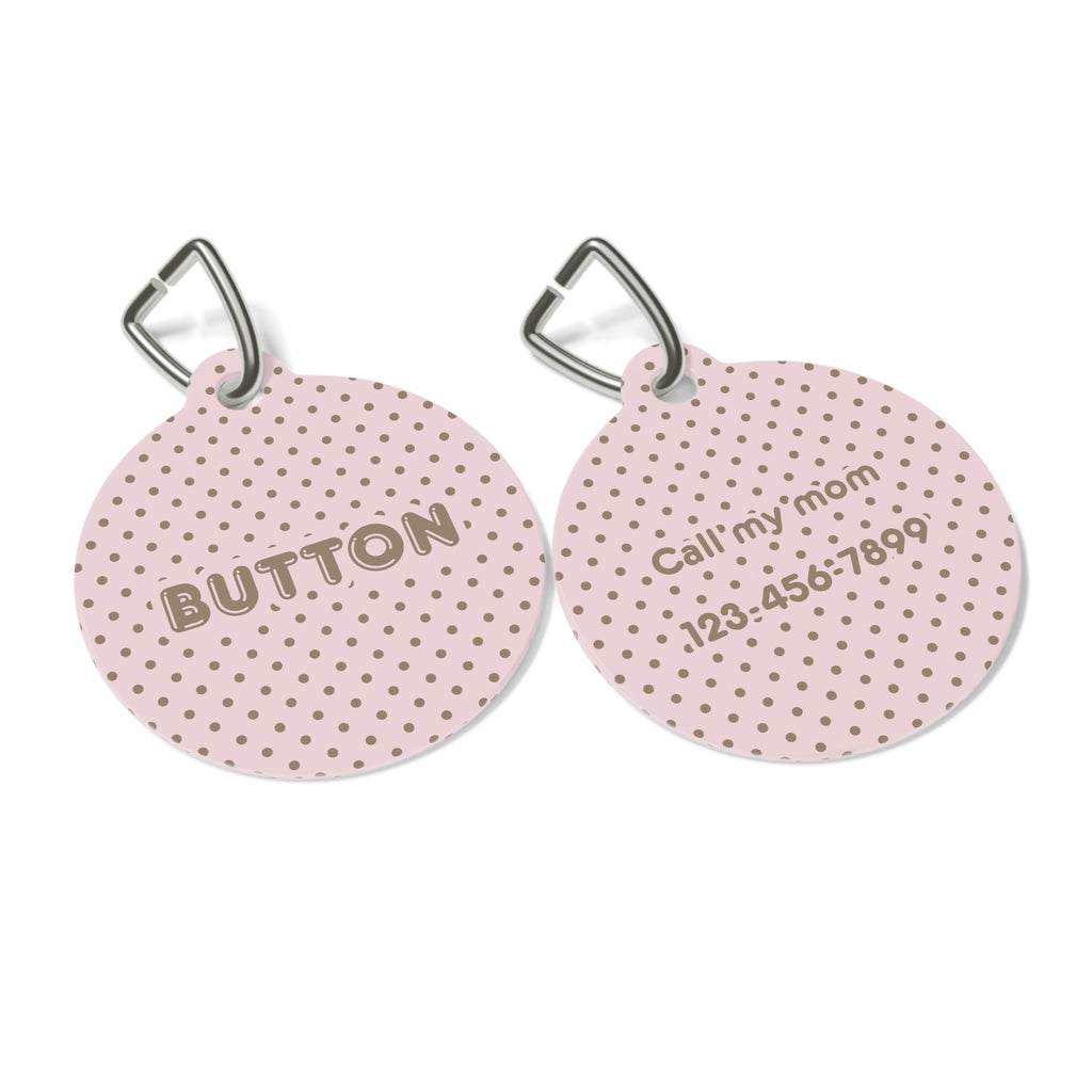 Pink Polka Dot Pet ID Tag