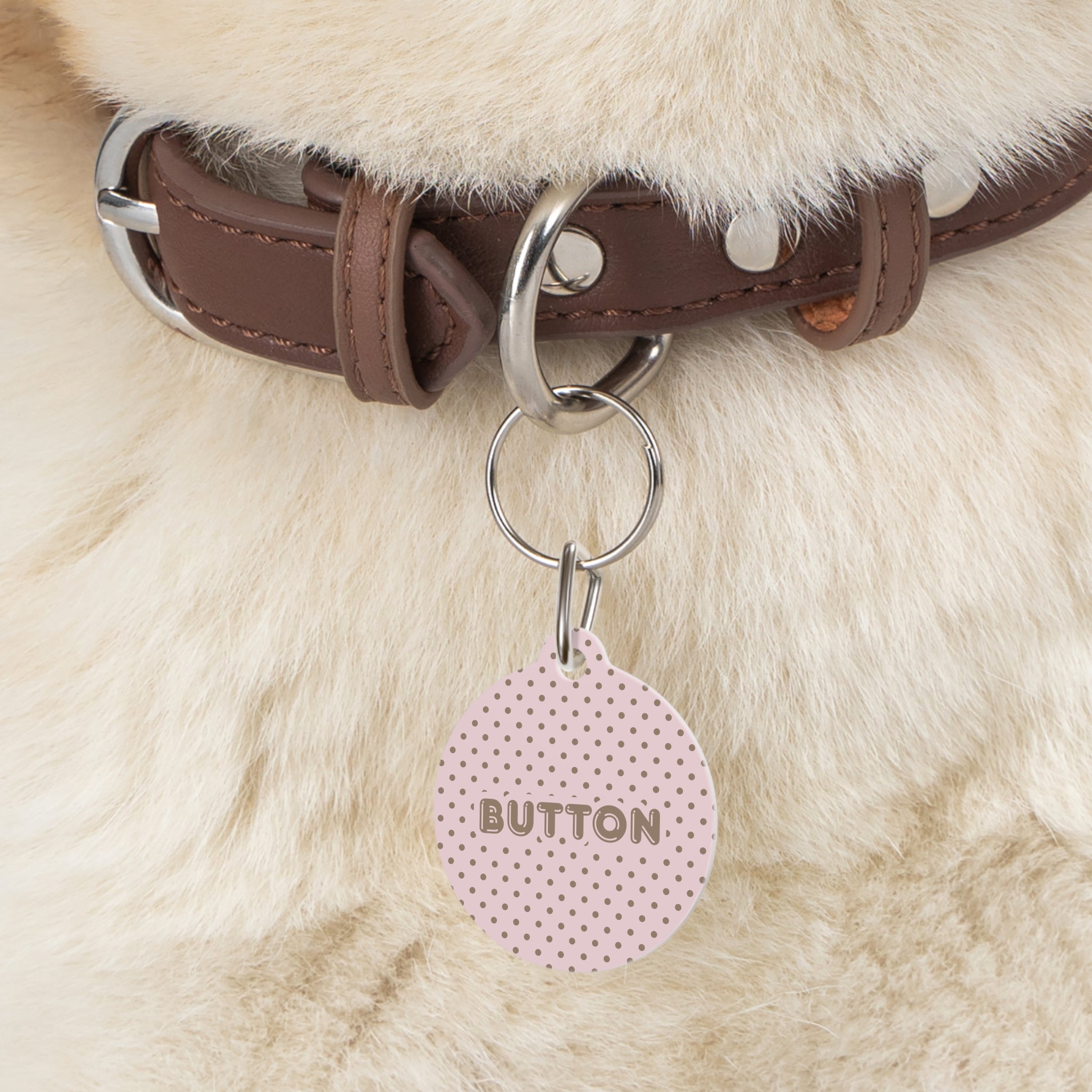 Pink Polka Dot Pet ID Tag