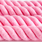Close-up of pink textured yarn on a white background
